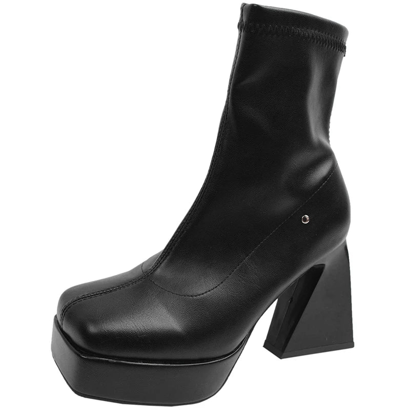 Ingvn  Platform High Heel Women Ankle Boots Fashion Elegant Night Club Shoes Autumn Winter Women's Modern Short Booties