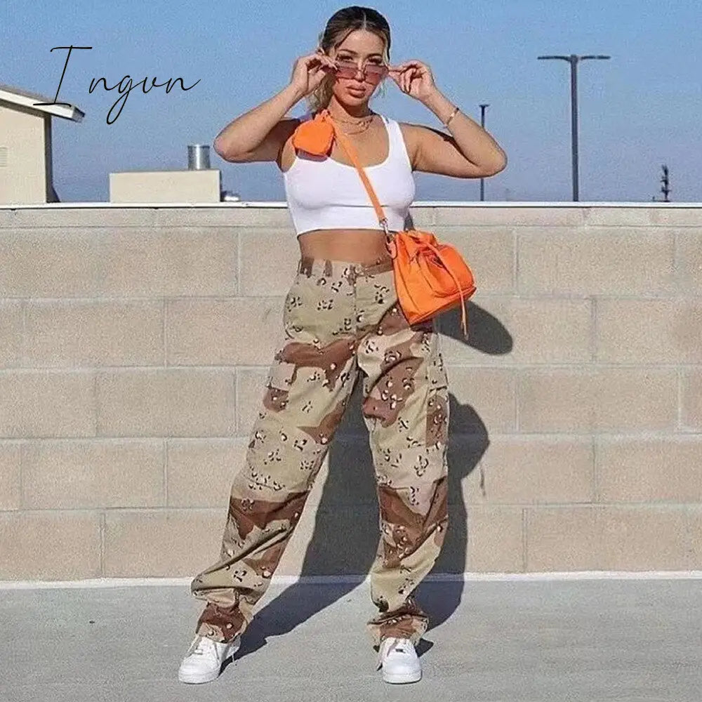 Ingvn - Fall New European and American Womens Clothing Trendy Fashion Pocket Camouflage Pants Women Casual Pants