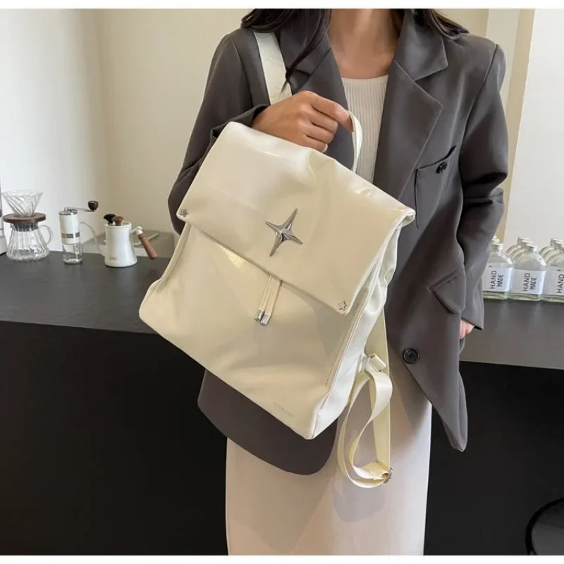 Ingvn  Silvery Womens Backpack Fashion Pu Leather Trend Backpacks for Ladies Casual Versatile High Street Female Bag