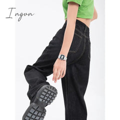 Ingvn - Woman's Jeans High Waist Summer Wide Leg Denim Trouser Baggy Street Chic Design Ladies Casual Black Vintage Straight Jean Pants