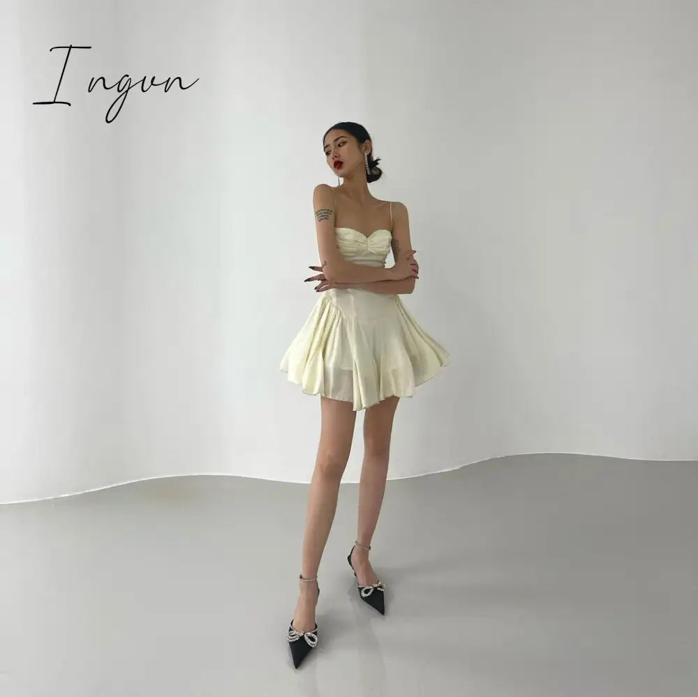 Ingvn - Summer mini dresses for women sexy outfits for woman elegant dress vintage cothes sundress casual ruched dress backless