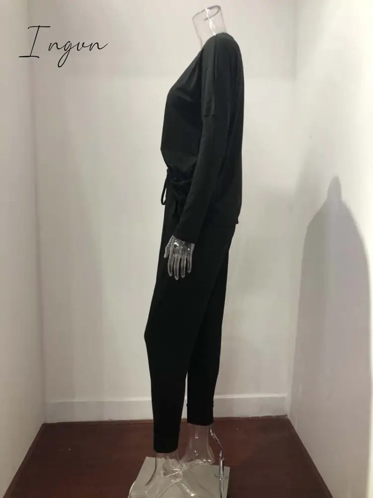 Ingvn - Autumn Casual Lounge Wear Women Tracksuit 2 Piece Set Loose Lounge Sets Ladies Sweat Suit Outfits Female