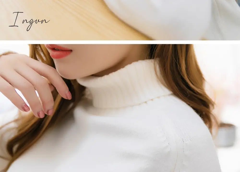 Ingvn - Women's Sweater Turtleneck Trending Sweater New Fashion Top Autumn and Winter Korean Pullover Women's Pullover Knitwear
