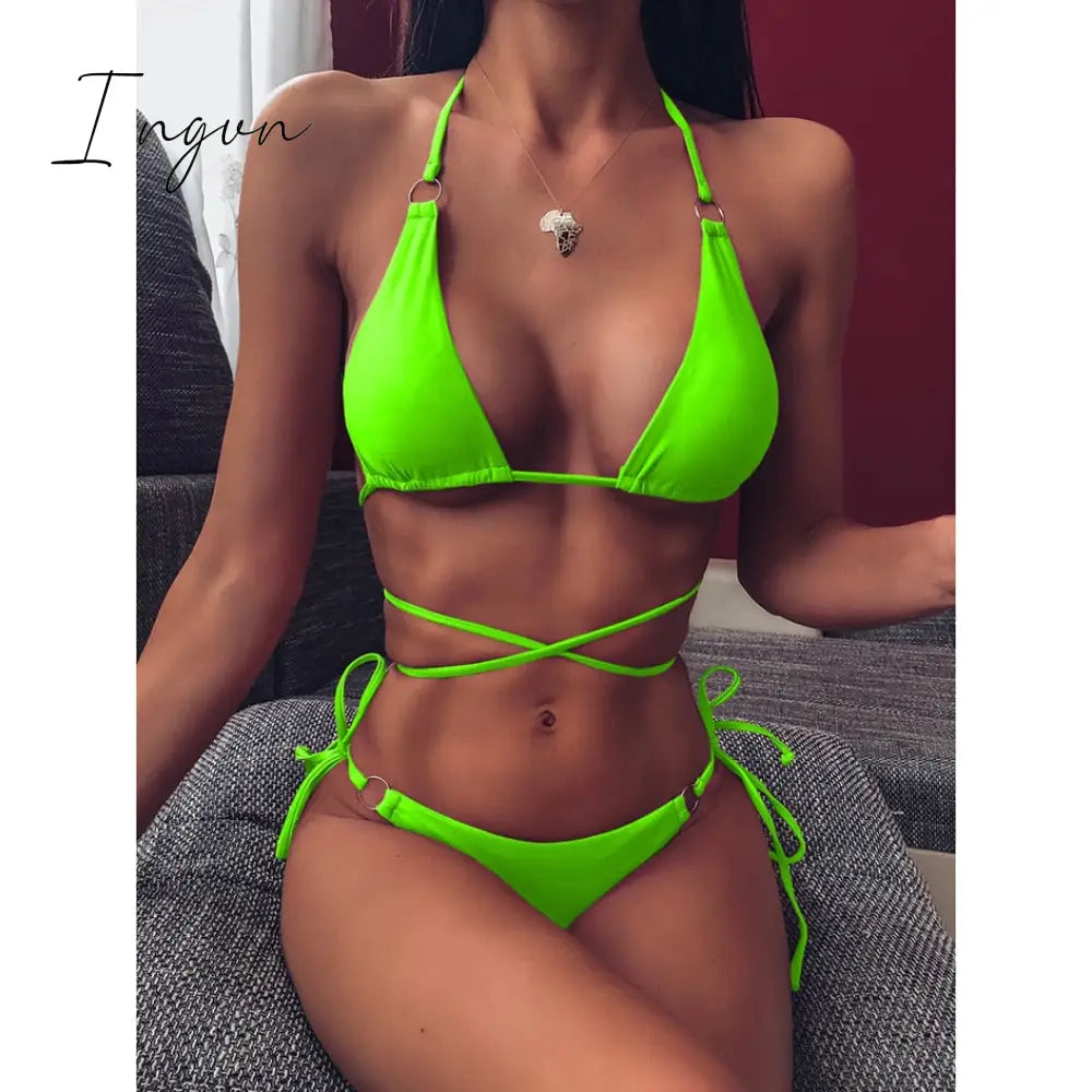 Ingvn - 2023 Trends Sexy Micro Bikini Criss Cross Swimwear Bandage Woman Swimsuit Female Thong Bikinis Set 2 Piece Women Bathing Suit Beachwear