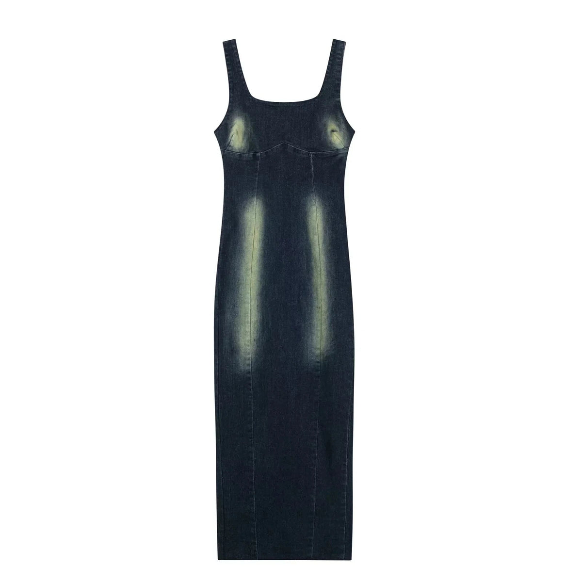 Summer Retro Women's Denim Dress Fashion Corset Sleeveless Back Zipper Slim Women's Slit Midi Dresses Mujer Vestido