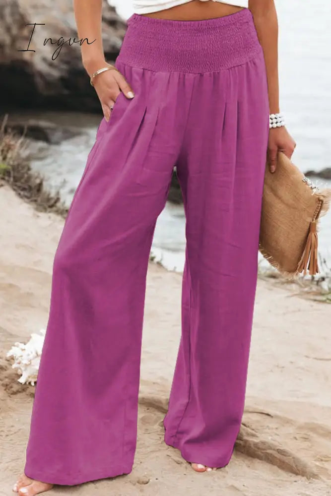 Ingvn - Casual Solid Patchwork Straight High Waist Straight Solid Color Bottoms(8 Colors)