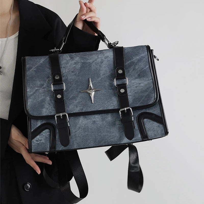 INGVN  2024 New Trendy Fashion Students Schoolbags High-capacity Preppy Women Shoulder Handbags Vintage Y2k Aesthetic Star Backpacks