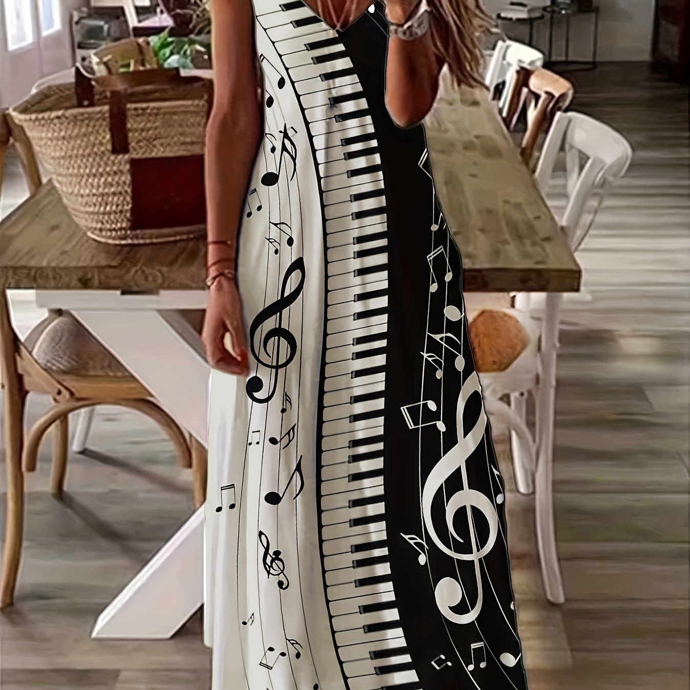 Summer Elegance: Sexy Spaghetti Strap V-Neck Maxi Dress with Unique Print - Durable & Easy Care, Perfect for Any Occasion