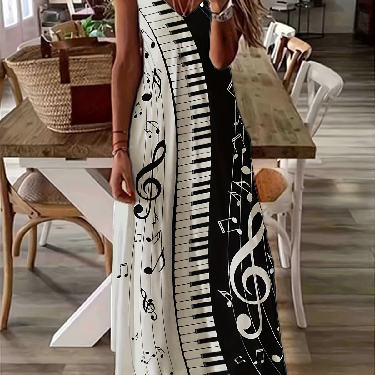 Summer Elegance: Sexy Spaghetti Strap V-Neck Maxi Dress with Unique Print - Durable & Easy Care, Perfect for Any Occasion