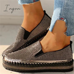 Ingvn - Women Casual Fashion Rhinestone Slip-on Sneakers