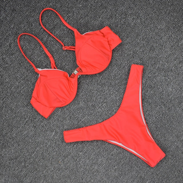 New Arrival Summer Women Two Piece Swimsuit Sexy Bikini Violet Steel Bracket Swimwear Female Bathing Suits Beachwear
