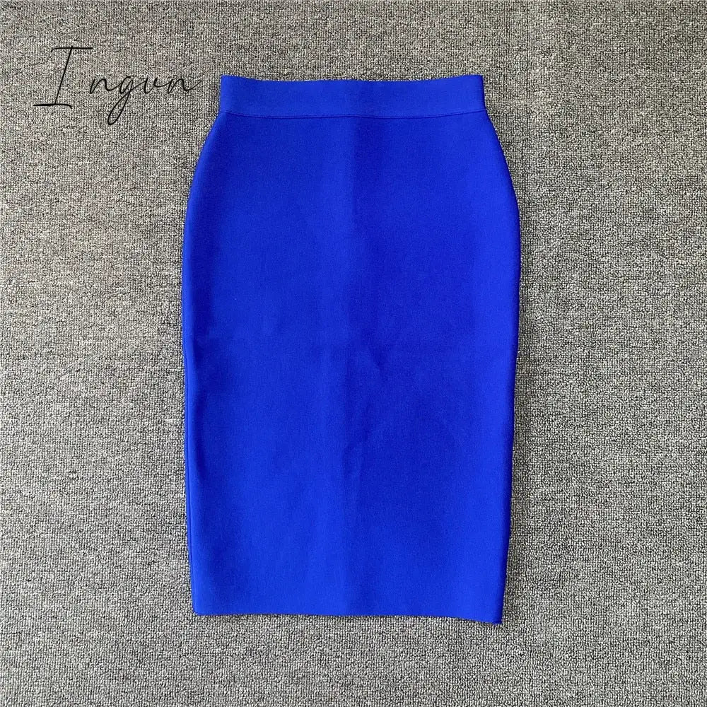 Ingvn - High Quality Women New Rayon Bandgae Skirt Elegant Pencil Skirt Celebrity Sexy Club Party Wear Vintage Vestios