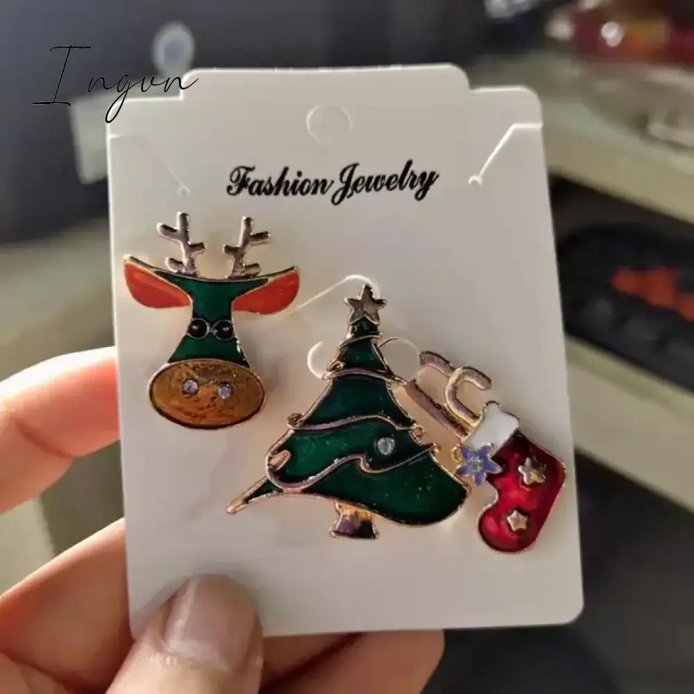 3pcs/set Christmas Gift For Women Men Brooches Enamel Pins Santa Claus Bell Elk Snowflake Xmas Tree Brooch Kids New Year Pin