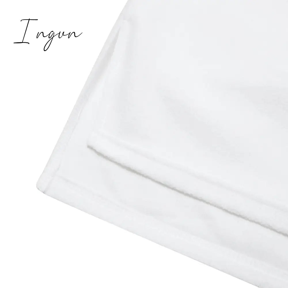 Ingvn - Women's  Lounge Sets 2 Pieces Solid Color Fleece Pajama V Neck Long Sleeve for Fall Winter White S 3XL