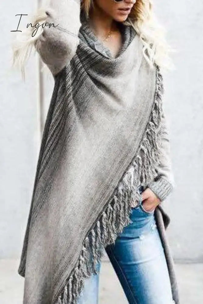 Ingvn -  Striped Shawl Sweater 2 Styles