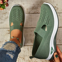 Women's Cut-out Sneakers, Casual Breathable Slip On Walking Shoes, Lightweight Outdoor Flat Shoes (plus size)