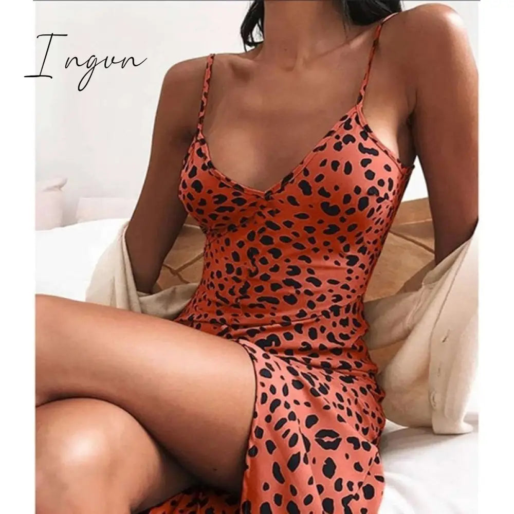 Ingvn - Women Leopard Dresses 2023 Summer Sexy Off Shoulder Bodycon Party Club Dress Leopard Long Sleeve Mini Women Dress Vestido
