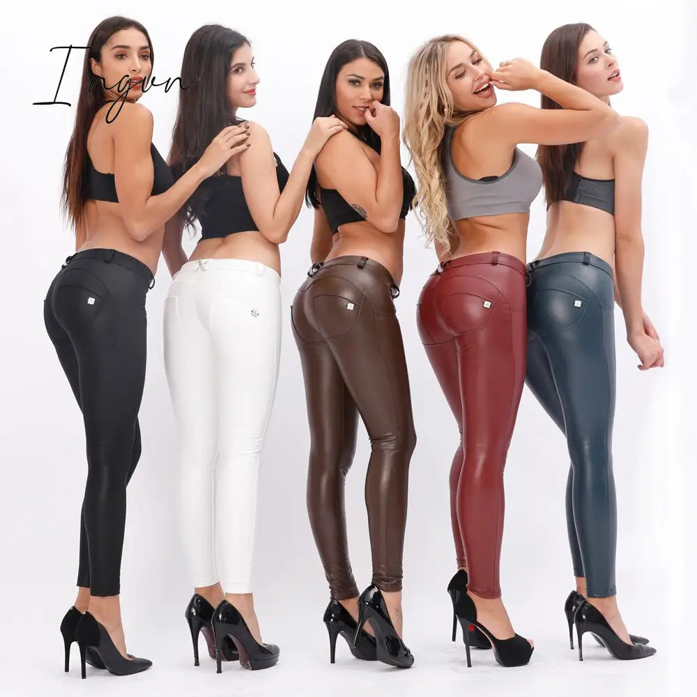 Ingvn - Melody Faux Leather Pants for Women Plus Sizes Skinny Leggings Latex Pencil Pu Pants Women's Clothing Fashion