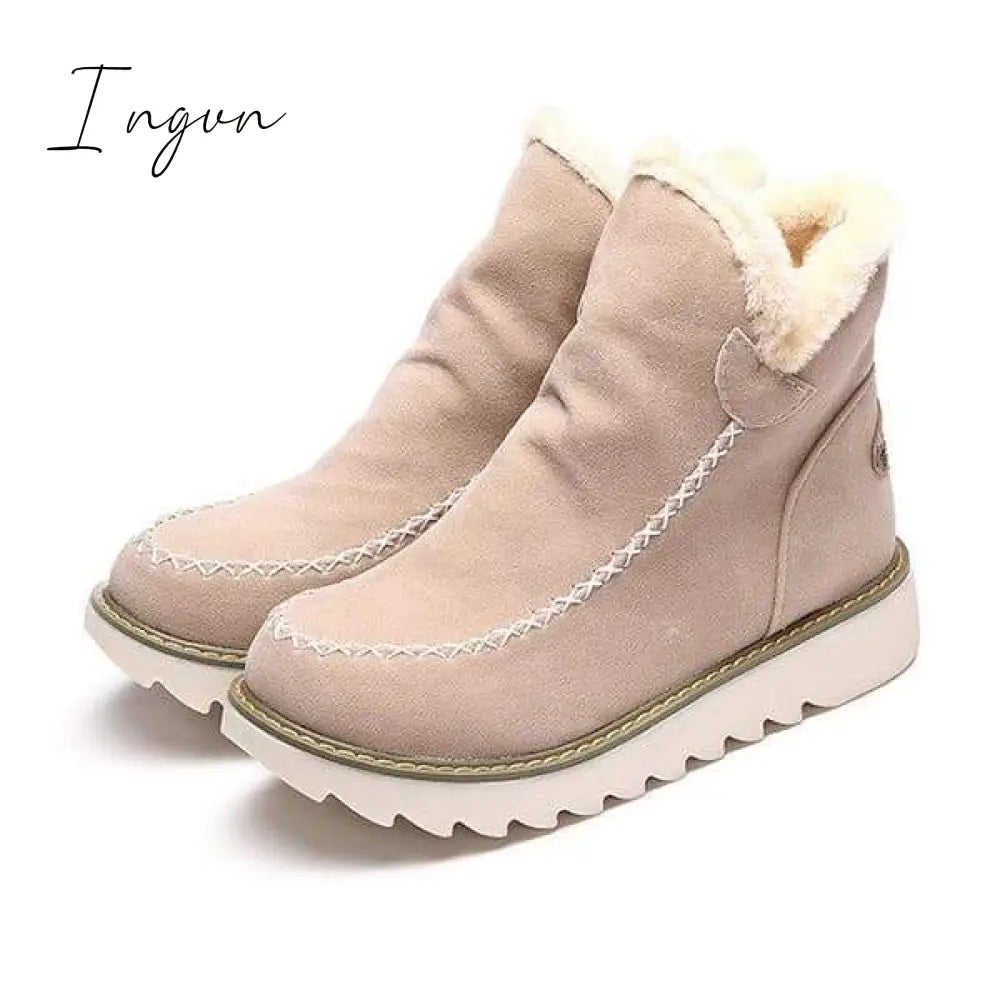Ingvn - Fur Lining Ankle Snow Boots