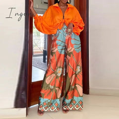 Ingvn - Women 2023 Casual Beach Long Pants New Printed Fashion Wide Leg Pants Lady Leisure Home Relaxed Flower Loose High Waist Trousers