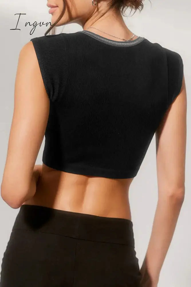 Ingvn - Sexy Street Solid Patchwork U Neck T-Shirts