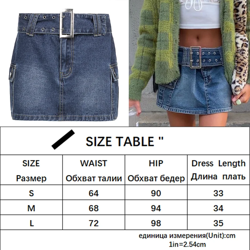 Women'S Jeans Skirt Y2K Belt Mini Denim Skirt Korean Low Waist Straight Short Skirt Summer Harajuku Sexy Vintage