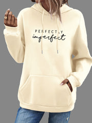 Letter Print Kangaroo Pocket Hoodie, Casual Long Sleeve Drawstring Hoodies Sweatshirt, Women's Clothing