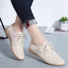 GHJIOL 2026 Spring Women Oxford Shoes Ballerina Flats Shoes Women Genuine Leather Shoes Moccasins Lace Up Loafers Zapatos Mujer