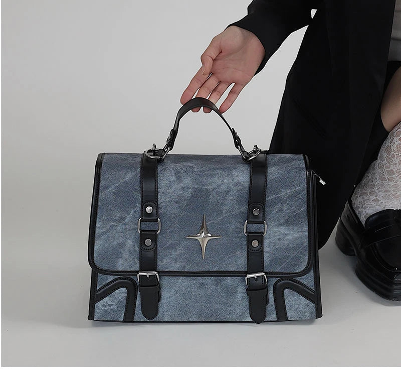 INGVN  2024 New Trendy Fashion Students Schoolbags High-capacity Preppy Women Shoulder Handbags Vintage Y2k Aesthetic Star Backpacks