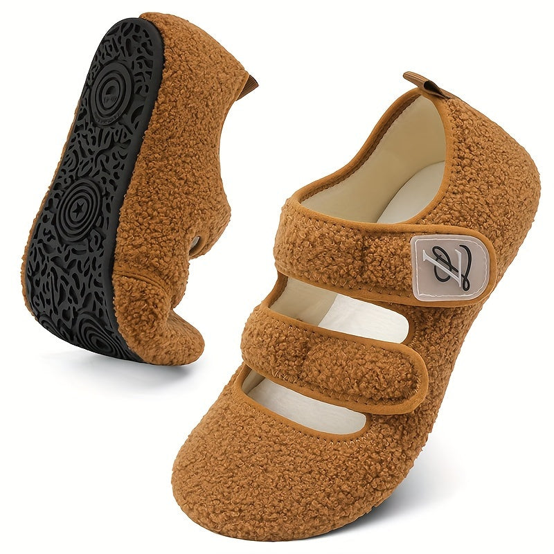Cozy Wide Fit Slippers for Women - Soft, Lightweight, Non-Slip Rubber Sole, Hook-and-Loop Fastener, Breathable Fabric Upper, EVA Insole, Perfect for Indoor/Outdoor Use in Fall Season