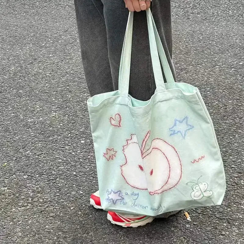 Ingvn  High Capacity Women Shoulder Bag Fashion Korean Aesthetics Print Tote Bag Casual Versatile Scrawl Canvas Ladies Hand Bags