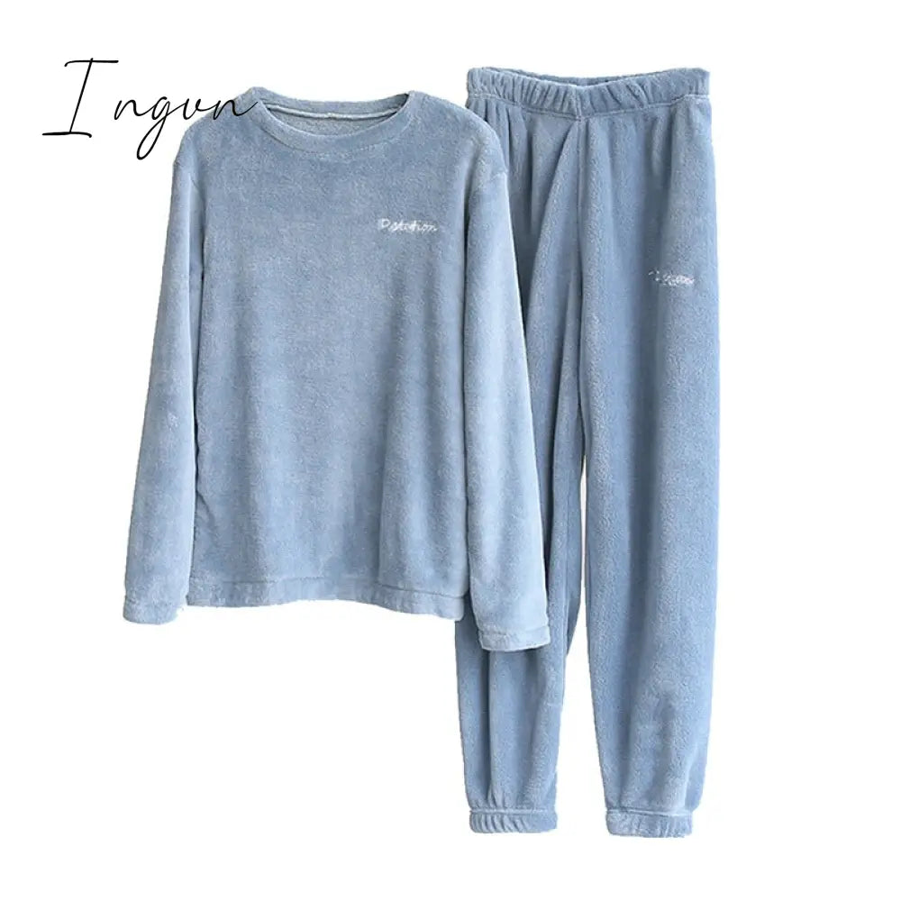 Ingvn - Women Winter Pajamas Set Dropshipping Warm Homewear Winter Sleepwear Female Flannel Pajamas Home Pants Warm Home Clothes Suit