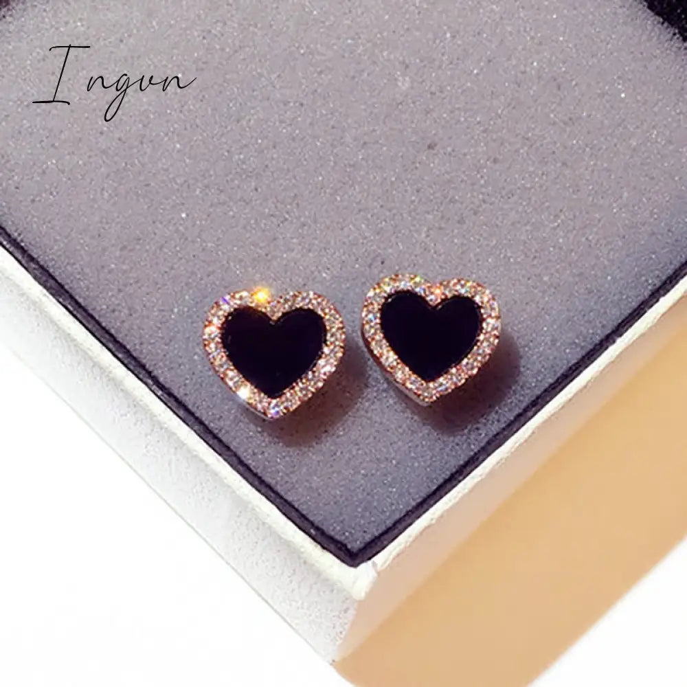 Ingvn - New Heart Zircon Hoop Earrings for Women Gold Plated Stainless Steel Drop Earrings 2023 Trend Luxury Wedding Part Jewelry Gift