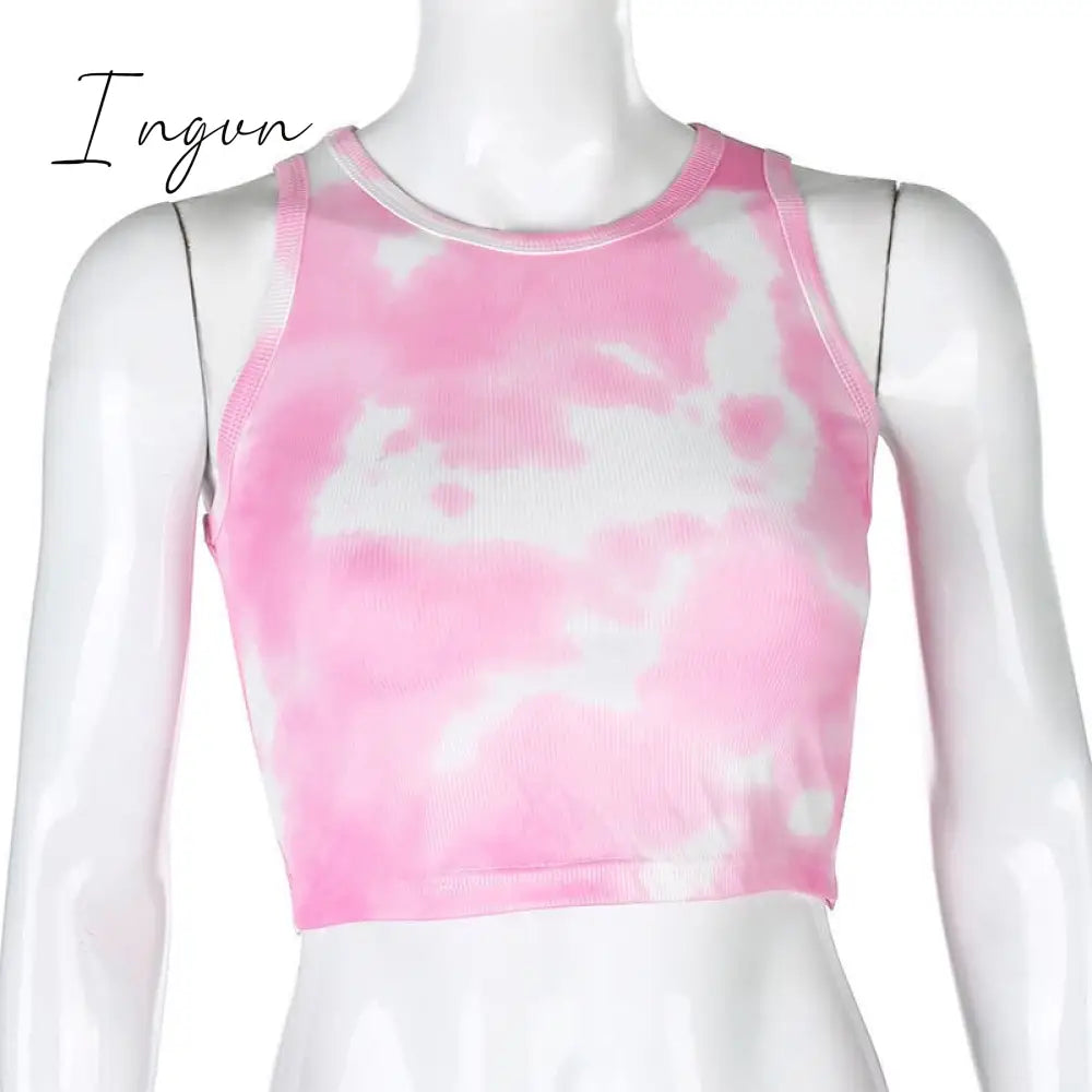 Ingvn - Women Sport Crop Tops Sexy Summer Halter Fashion Corset Top Tie Dye Tank Tops