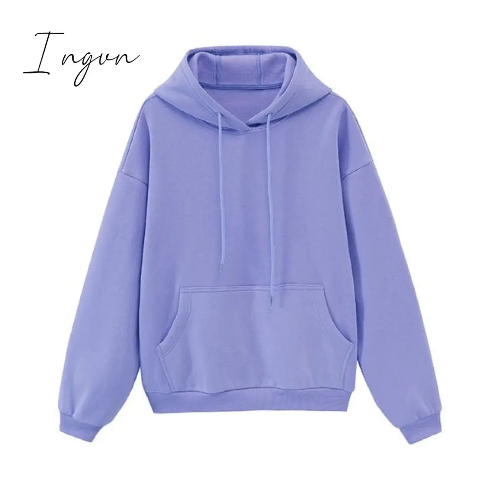 Ingvn - toppies Womens Tracksuits Hooded Sweatshirts Autumn Winter Fleece Oversize Hoodies Solid Pullovers Jackets Unisex Couple