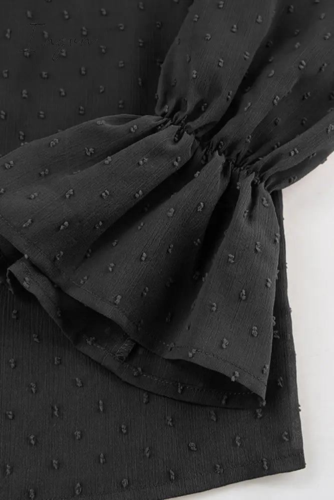 Ingvn - Sweet Elegant Solid Flounce Mandarin Collar Blouses(3 Colors)