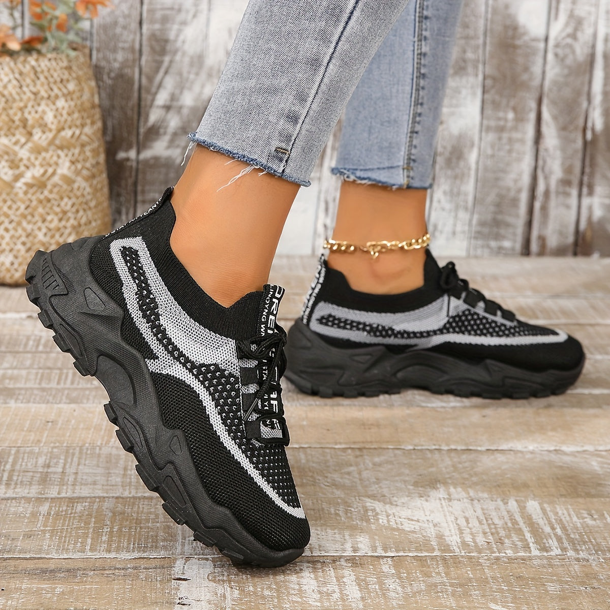 Women's Breathable Mesh Platform Sneakers, Casual Lace Up Outdoor Shoes, Comfortable Low Top Sport Shoes plus size