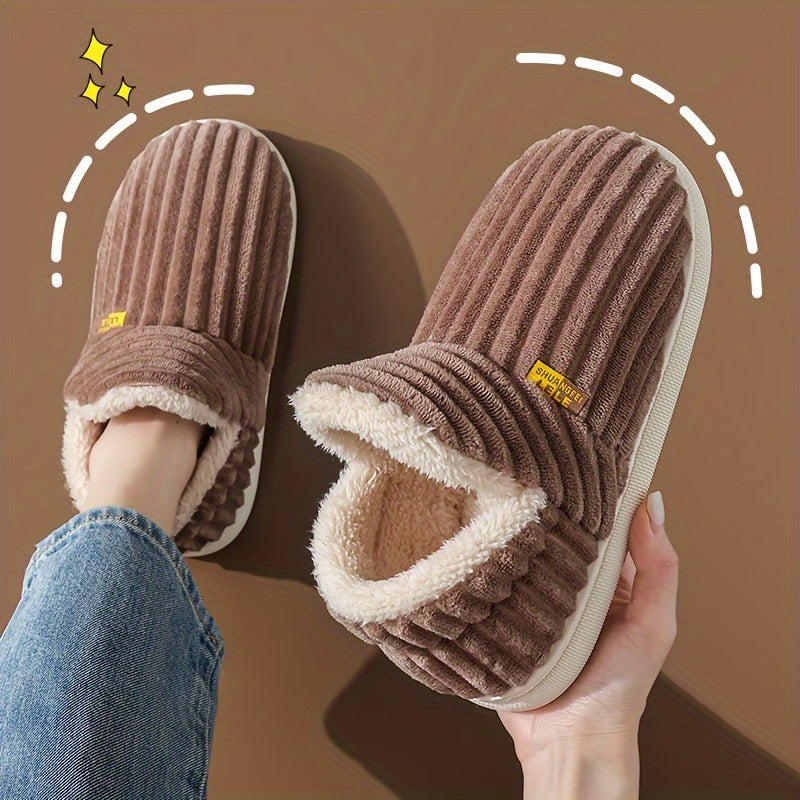Cozy Warmth Indoor Slippers – Plush-Lined, Solid Color, Easy Slip-On, Comfortable Wear