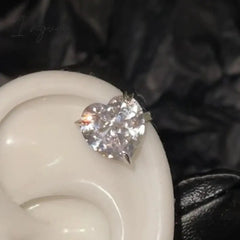 Korean Fashion Love Heart Crystal Zircon Fake Piercing Ear Cuff for Women Aesthetic Jewelry New Wedding Party Accessories
