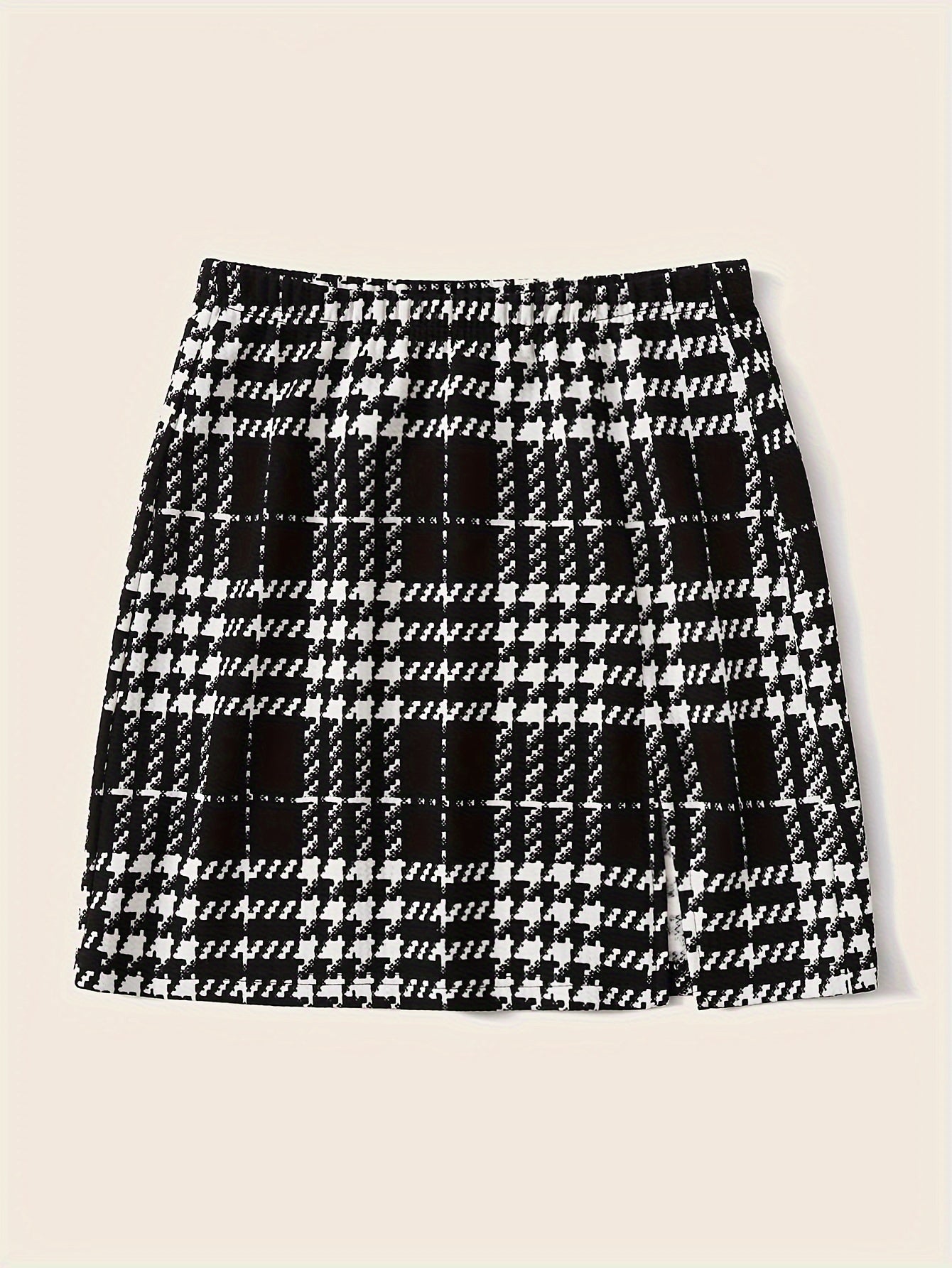 Stylish Plaid Mini Skirt - Women's Elegant Split A-Line Skirt for Work or Casual Occasions - Comfortable, Flattering, and Versatile Clothing for Ladies