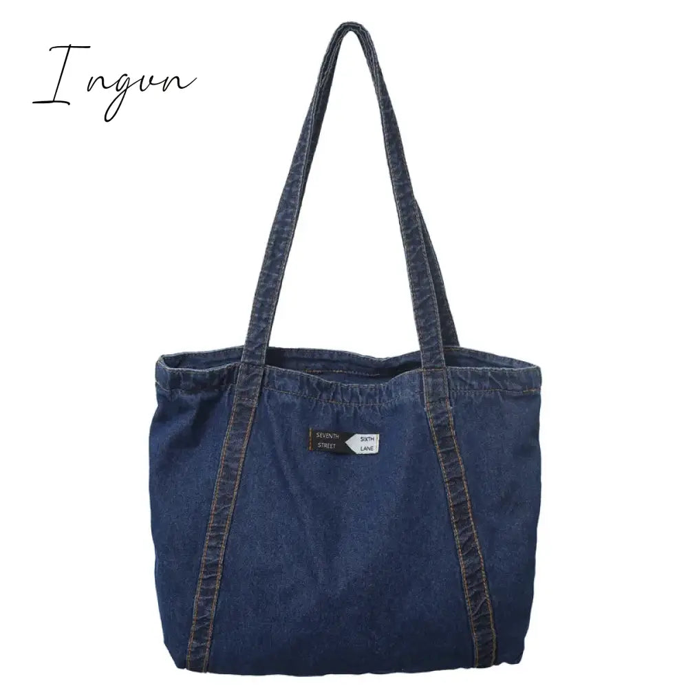 Ingvn - Denim Women's Bag 2024 New Eco Reusable Ladies Handbags Canvas Shopping Travel Shoulder Bags Unisex Jeans Crossbody Bag Shoppers