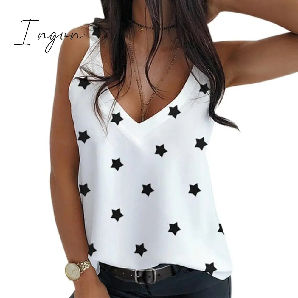 Ingvn - Muyogrt Women Summer Blouse Shirts Sexy V Neck Ruffle Blouses Backless Spaghetti Strap Office Ladies Sleeveless Casual Tops
