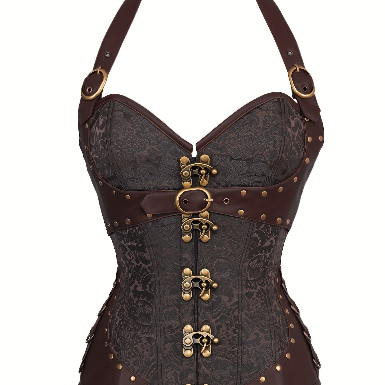 Romantic Jacquard Halter Strapless Corset Body Shaper - Firm Tummy Control, Lace-Up Detail, Push-Up Effect - Womens Lingerie for a Seductive, Sleek Silhouette