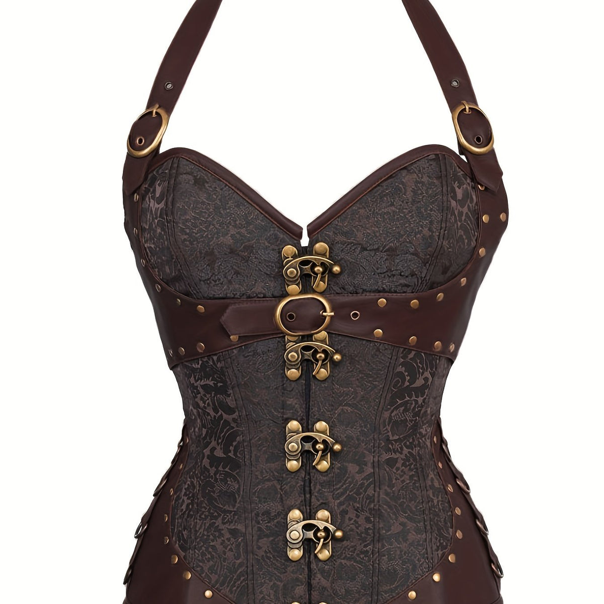 Romantic Jacquard Halter Strapless Corset Body Shaper - Firm Tummy Control, Lace-Up Detail, Push-Up Effect - Womens Lingerie for a Seductive, Sleek Silhouette
