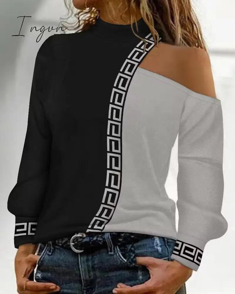 Ingvn - Casual Mesh Sleeve Blouses Fashion Spring Female T-shirts Woman Clothes Dew Shoulder Top