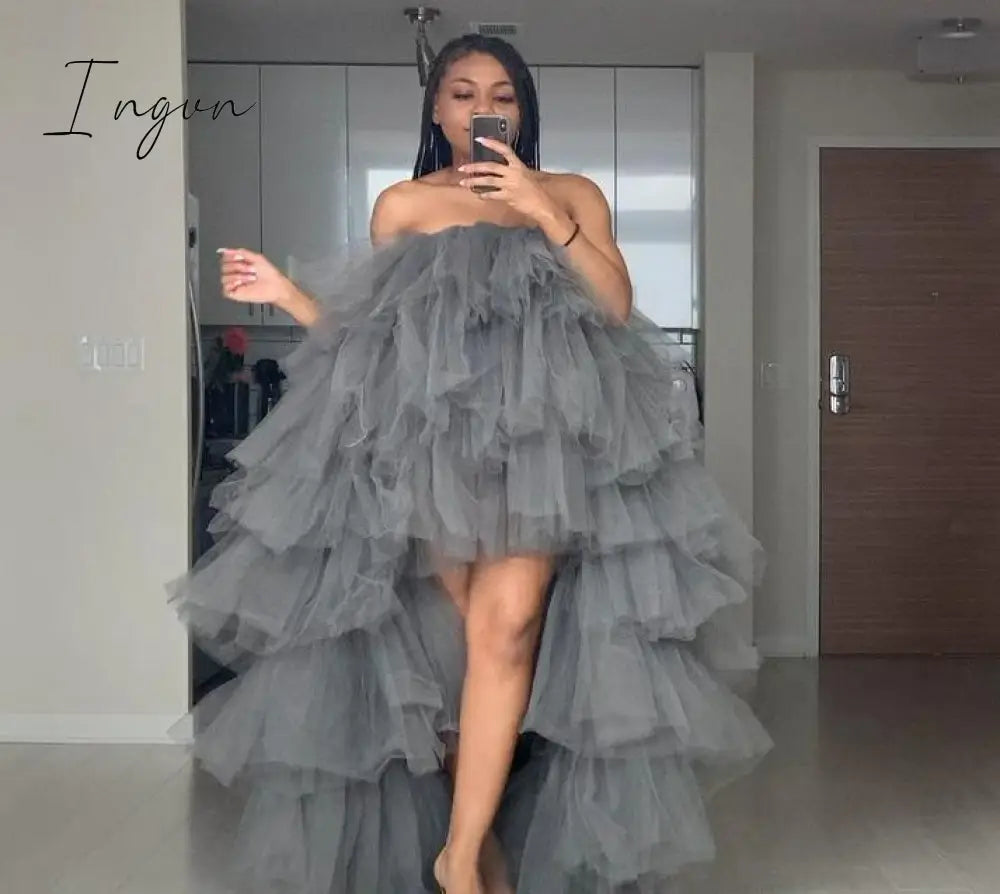 Ingvn - Fashion Hi Low Puffy Tiered Tulle Women Drsee Plus SizeTo Party Dresse Pretty Tulle Dressing Royal Blue Tutu Women Orchid Dress