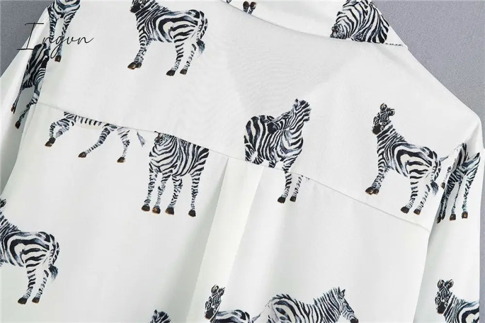 Ingvn - women satin blouse long sleeve zebra print shirts vintage office ladies tops femme chandails fashion blusa de mujer Chandails