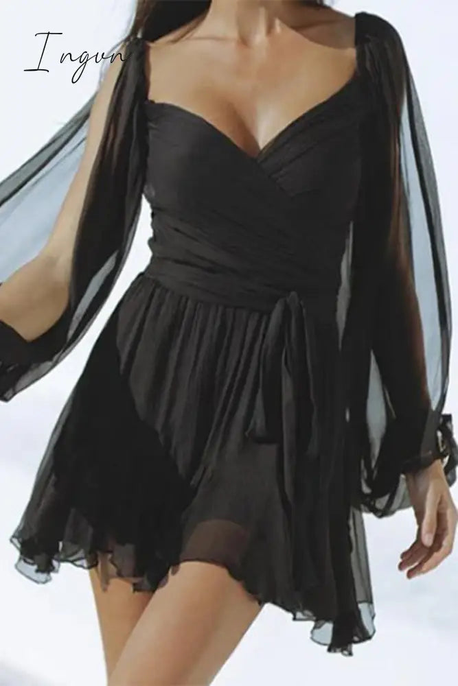 Sexy Solid Bandage V Neck A Line Dresses