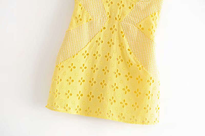 Voguable  Women Yellow Lace Trim Spaghetti Strap Bodycon Mini Dress Romantic Lady Backless Sleeveless Party Club Sexy Dress