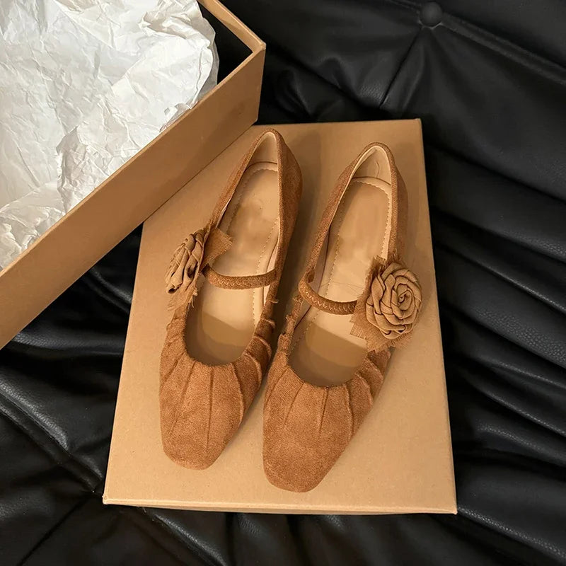 Ingvn  Women Pumps Shoes Fashion Shallow Flower Ladies Slip On Shoes Street Style Dress Mary Jane Shoes